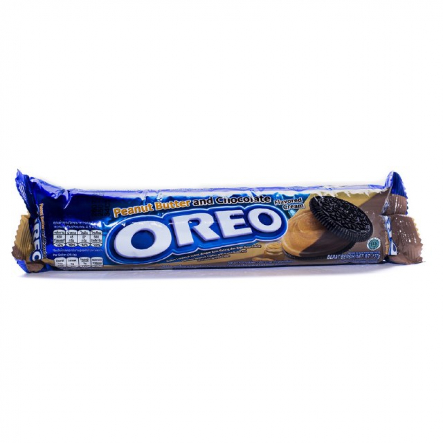 بیسکوییت کرمدار OREO با کرم شکلات-بادام زمینی133گرمی